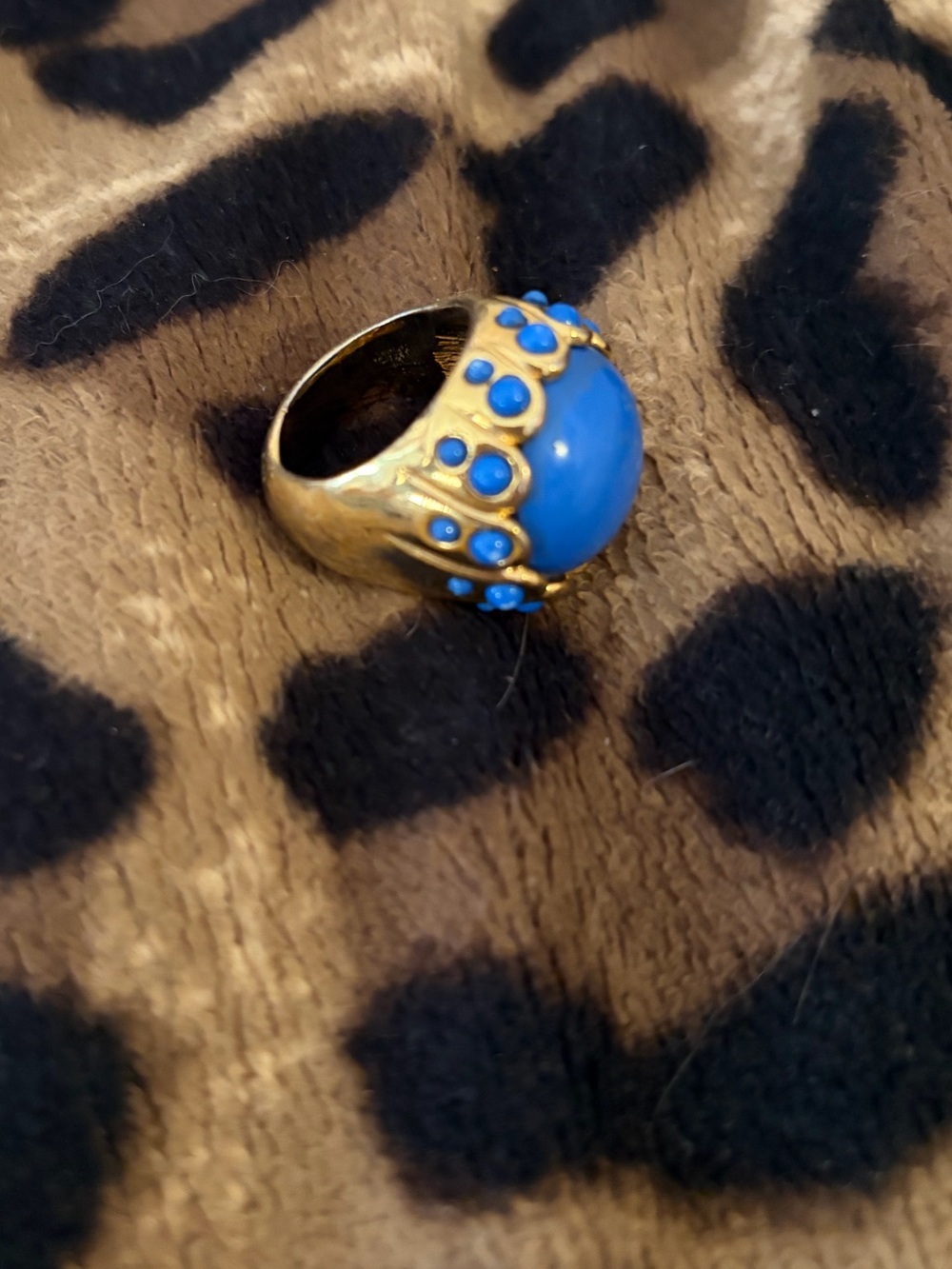 J.Crew gold-tone statement piece featuring a large blue cabochon stone
